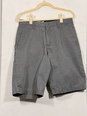 Volcom Men's Pinstripe Gray Flat Front Shorts